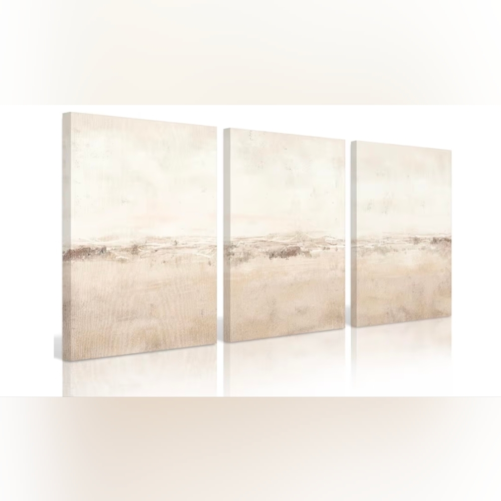 Abstract Beige and Brown Canvas Art Set